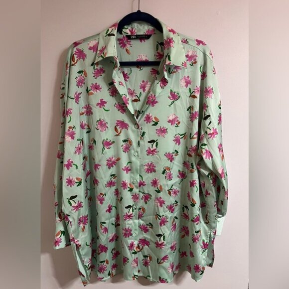 Zara Floral Button Up Shirt - Picture 4 of 6
